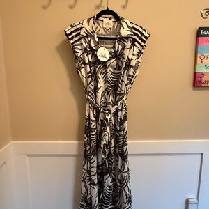 Umgee Black and White Tropical Maxi Dress